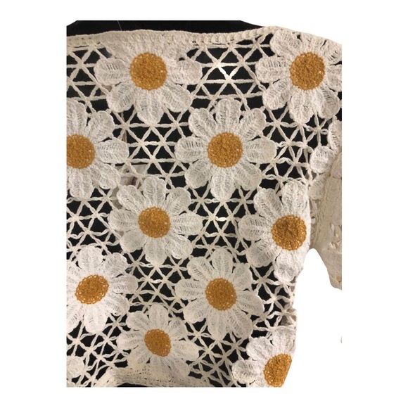 Jessica Simpsom cream daisy floral front tie crochet bolero cardigan size XL new - Picture 10 of 15